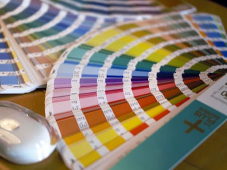 Pantone shade cards for colour matching